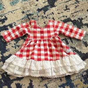 Red and White Checkered Kids Casual Dress